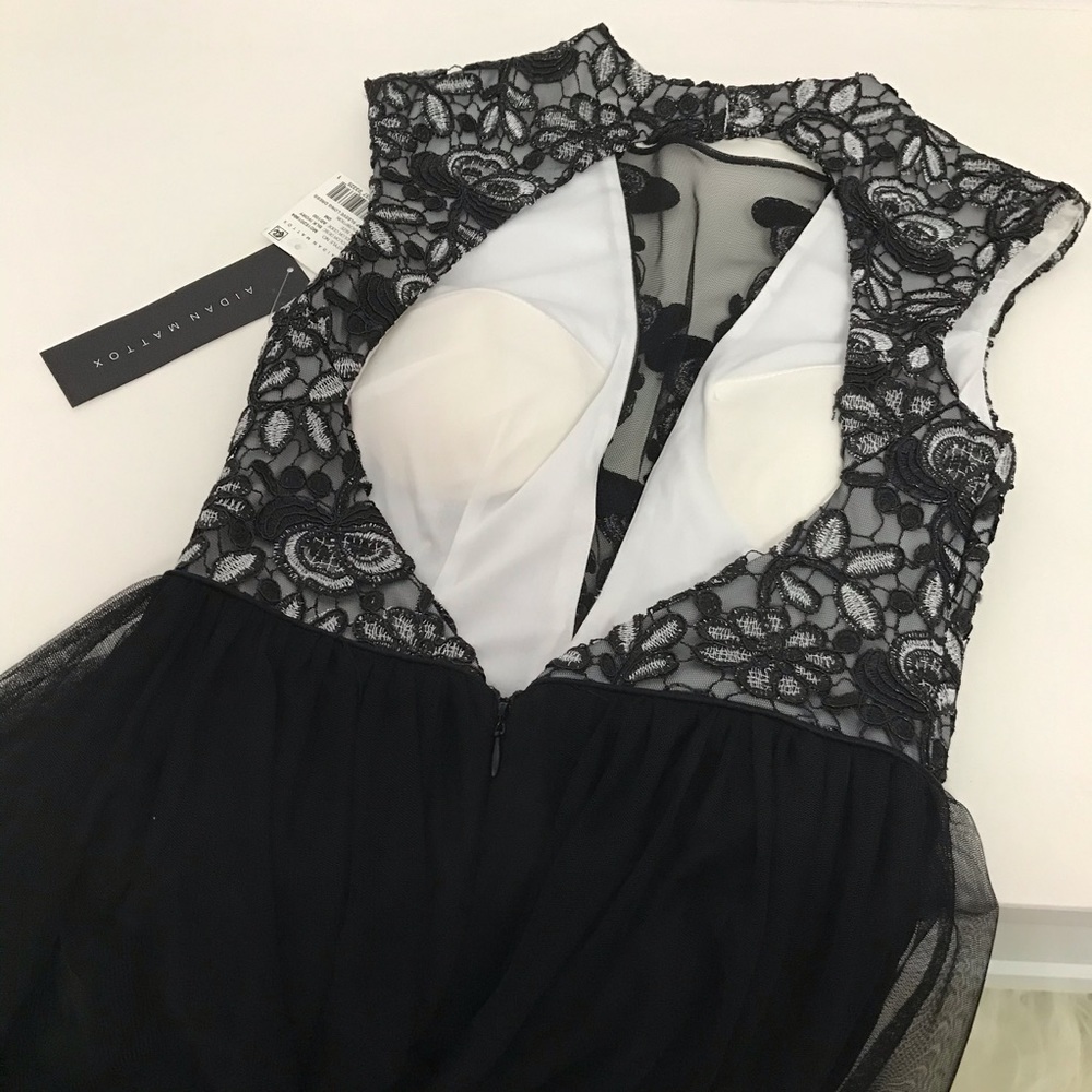Aidan Mattox Silk-trim Gown Women's Black - Picture 6 of 8